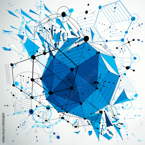 3d vector abstract blue background created in Bauhaus retro styl