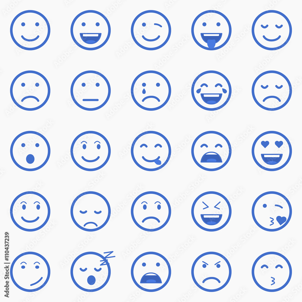 Set of Emoticons. Set of Emoji. Set of Avatar. Outline style illustrations - stock vector. Set of Emoticons. Set of Emoji. Set of Avatar. Outline style illustrations - stock vector.