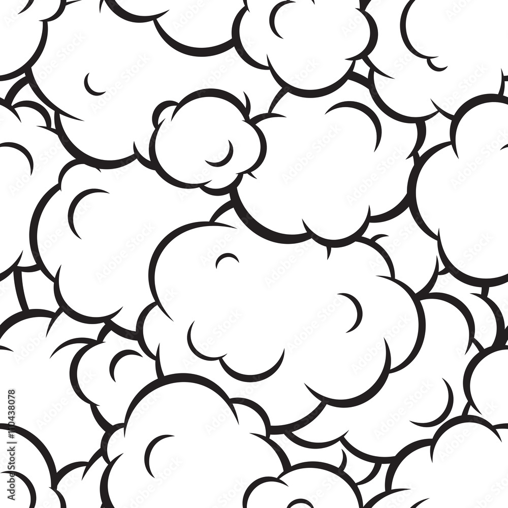Naklejka premium Pop art smoke seamless vector pattern
