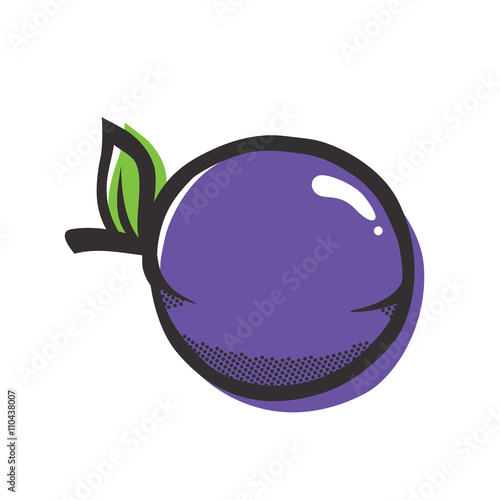 Purple plum isolated vector illustration popart style