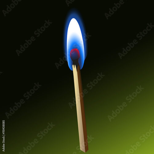 Match with blue flame