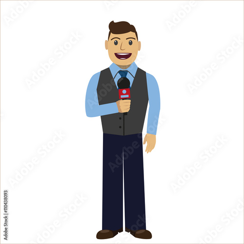 Reporter with microphone