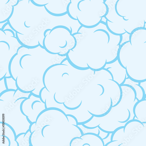 Pop art smoke seamless vector pattern blue