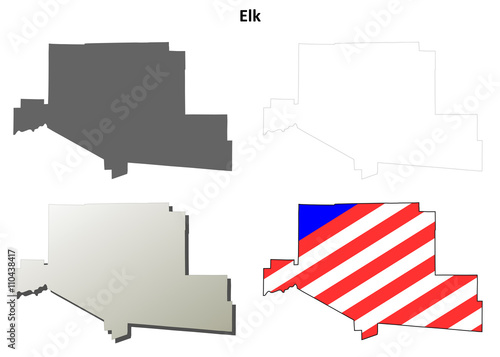 Elk County, Pennsylvania outline map set