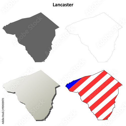 Fotografie, Obraz Lancaster County, Pennsylvania outline map set