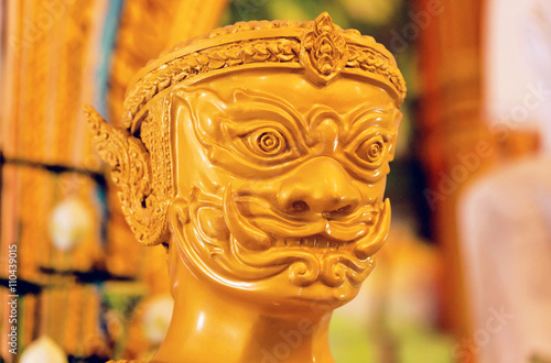 Golden giant statue head of buddhist temple in Thailand © radiokafka