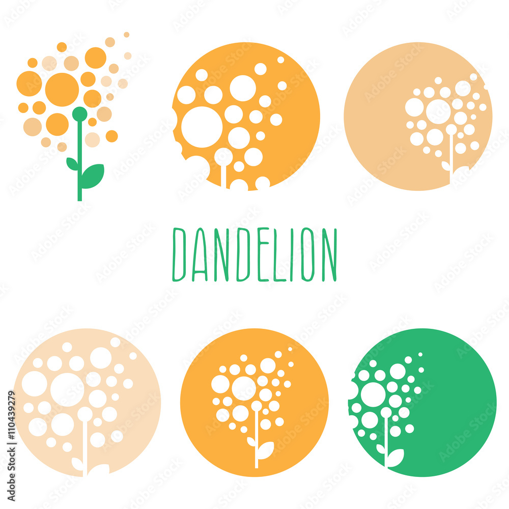 Fototapeta premium Set of concept abstract logo dandelions. Vector illustration