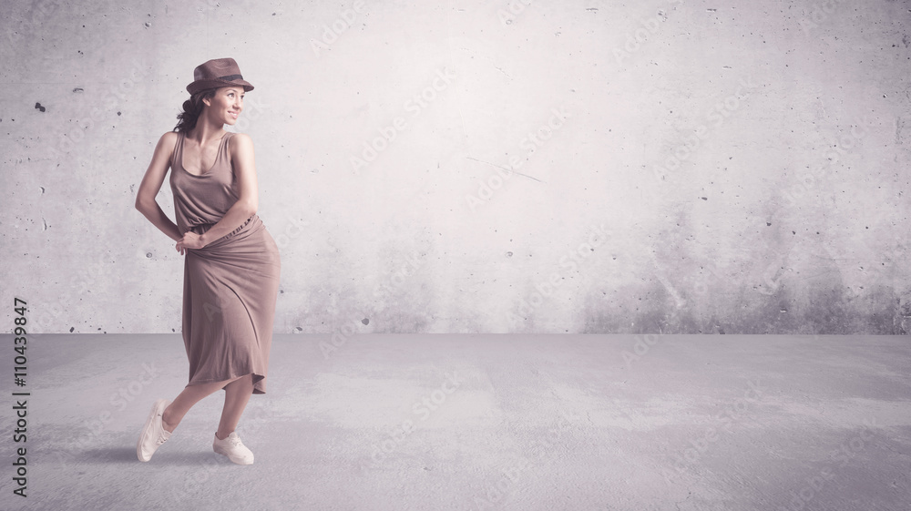 Pretty urban dancer with empty background Pretty urban dancer with empty background