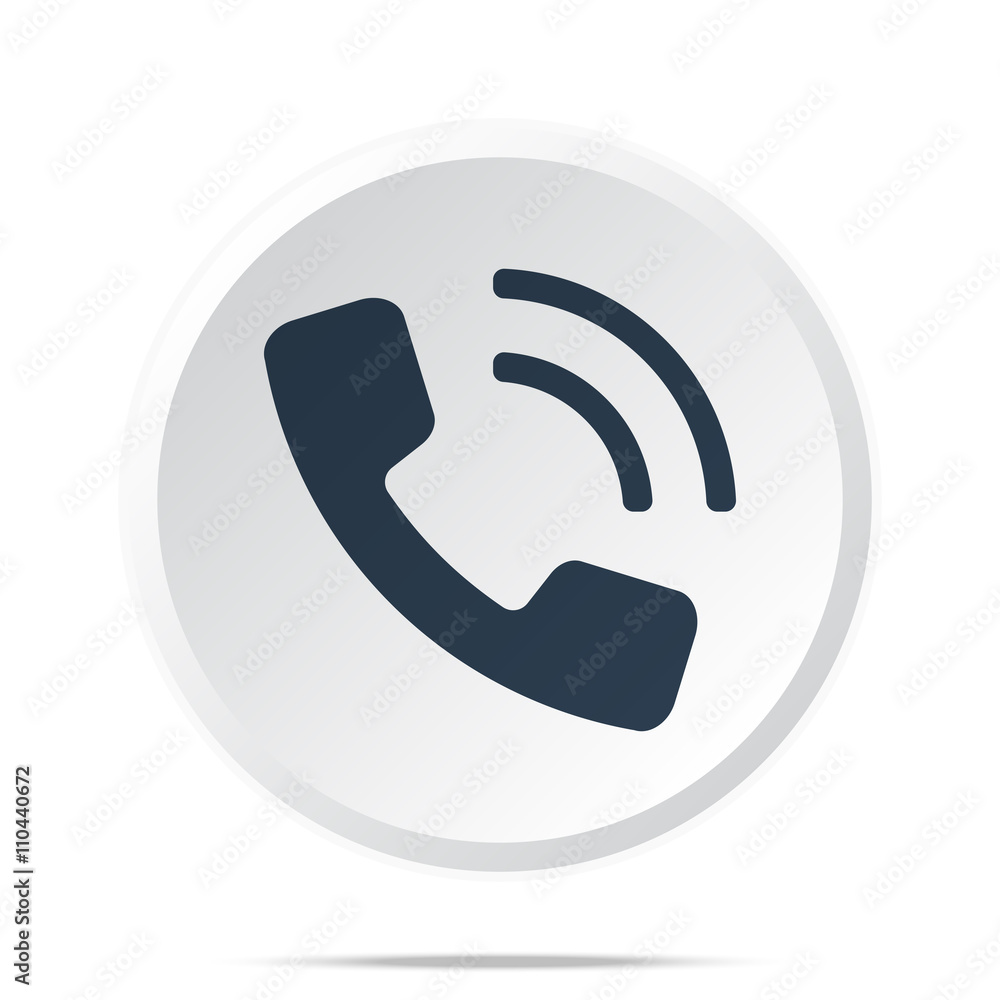 Black Phone icon on white web button Black Phone icon on white web button
