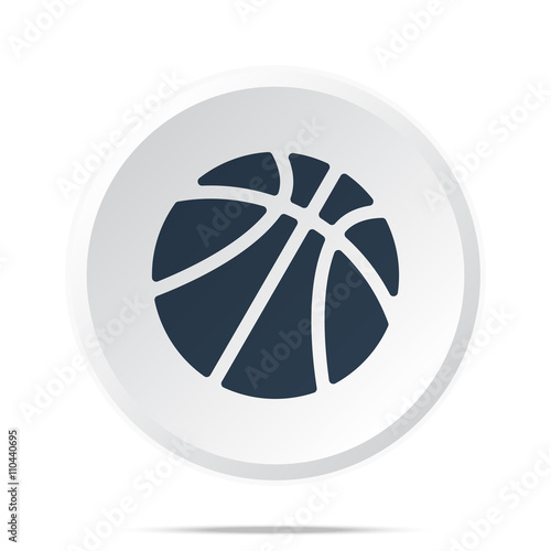 Black Basketball icon on white web button