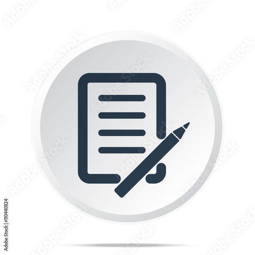 Black Pen And Paper icon on white web button