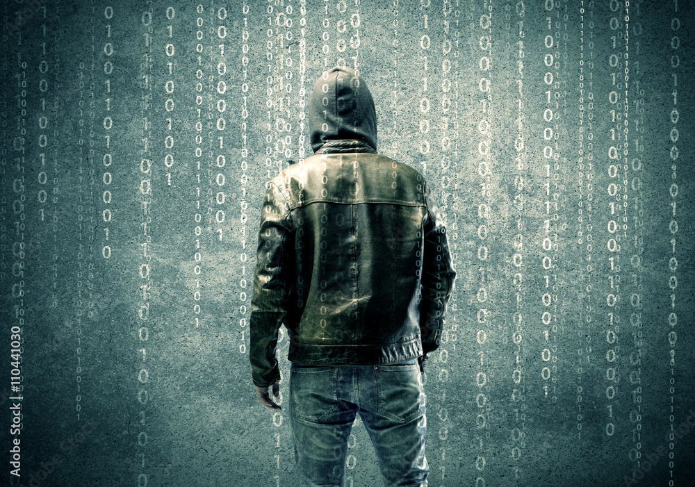 Angry mysterious hacker with numbers Angry mysterious hacker with numbers