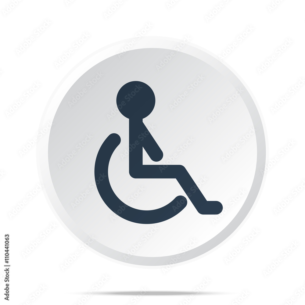 Black Wheel Chair icon on white web button Black Wheel Chair icon on white web button