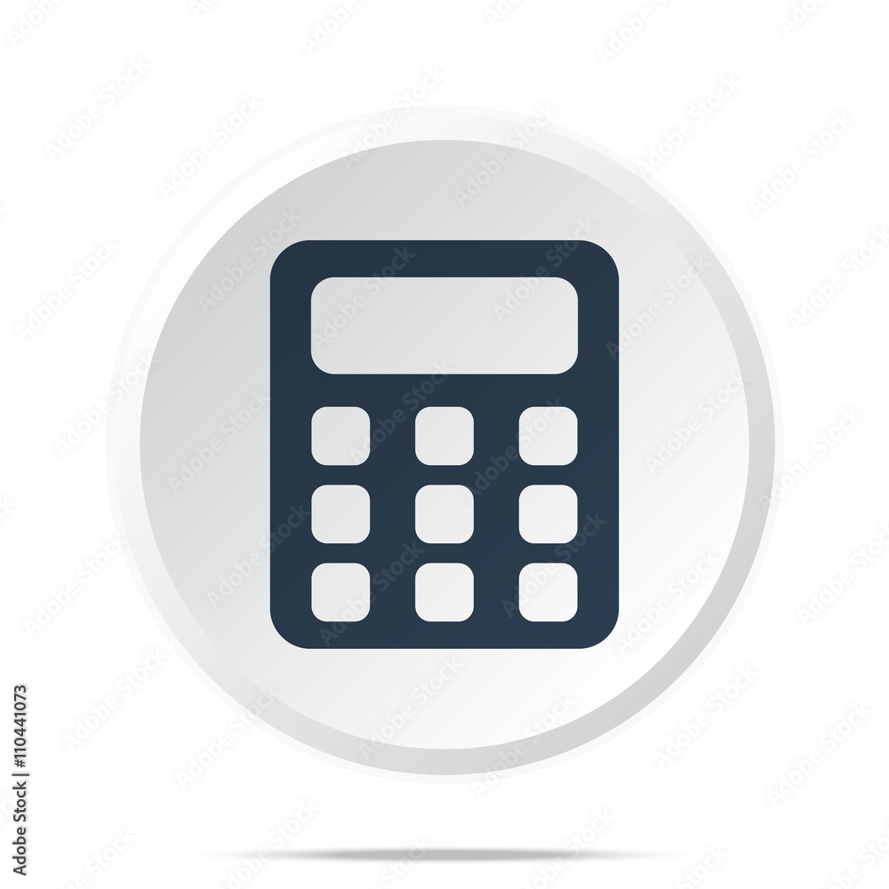 Black Calculator icon on white web button Black Calculator icon on white web button