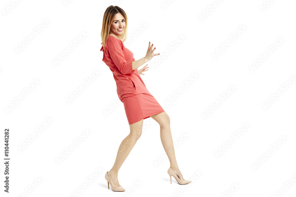 Naklejka premium Woman in stopping