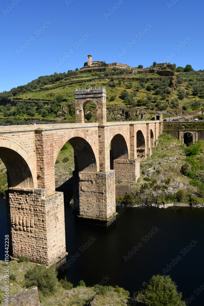 Roman bridge over the Tajo river in Alcantara,Caceres province,Spain