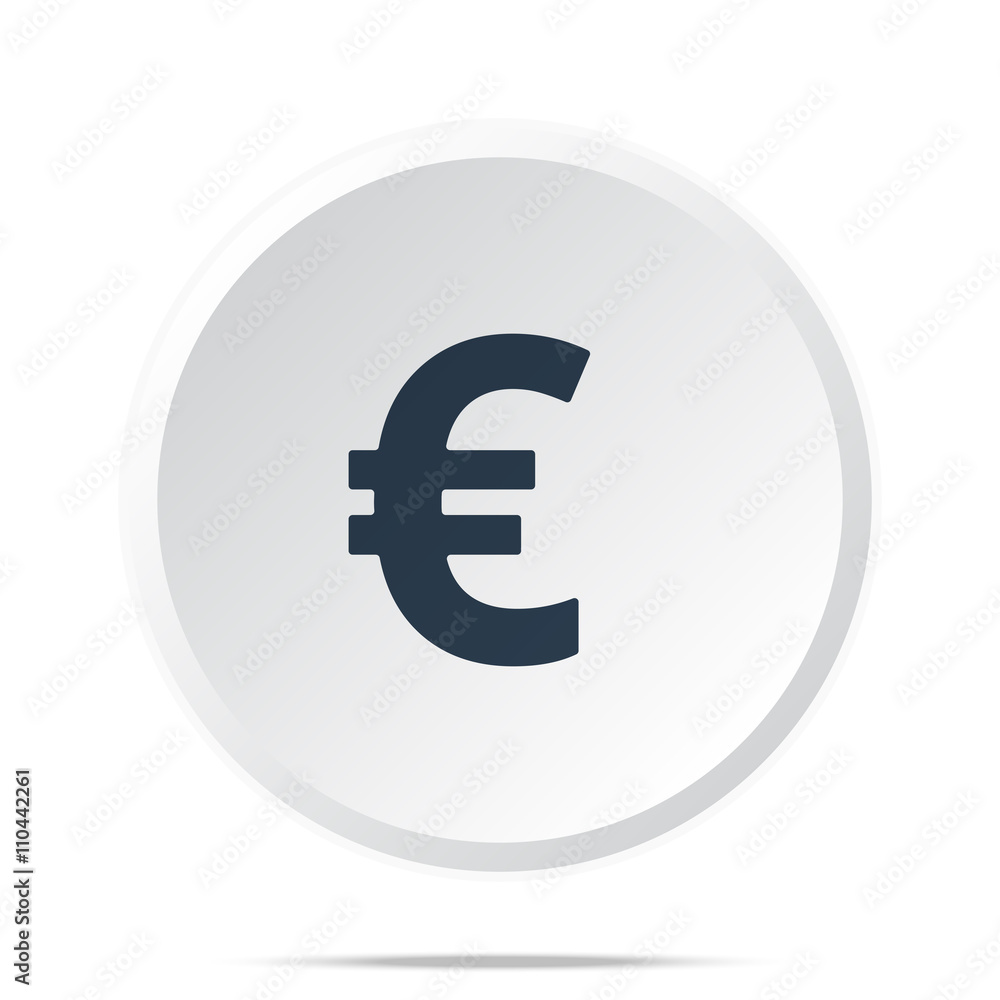 Black Euro icon on white web button Black Euro icon on white web button
