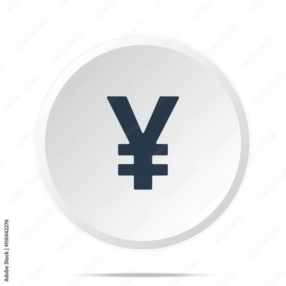 Black Yen icon on white web button Black Yen icon on white web button