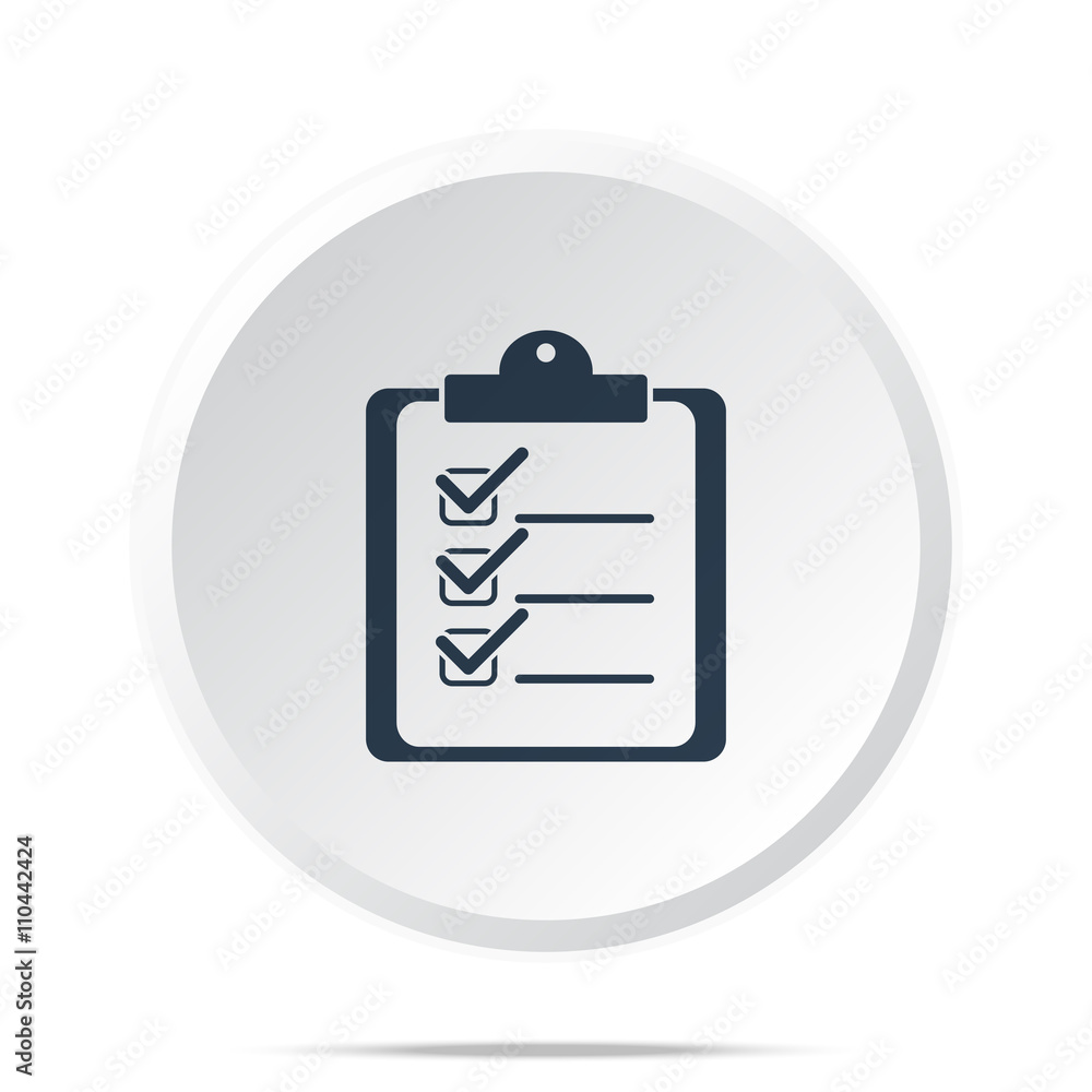 Black Clipboard Checklist icon on white web button Black Clipboard Checklist icon on white web button