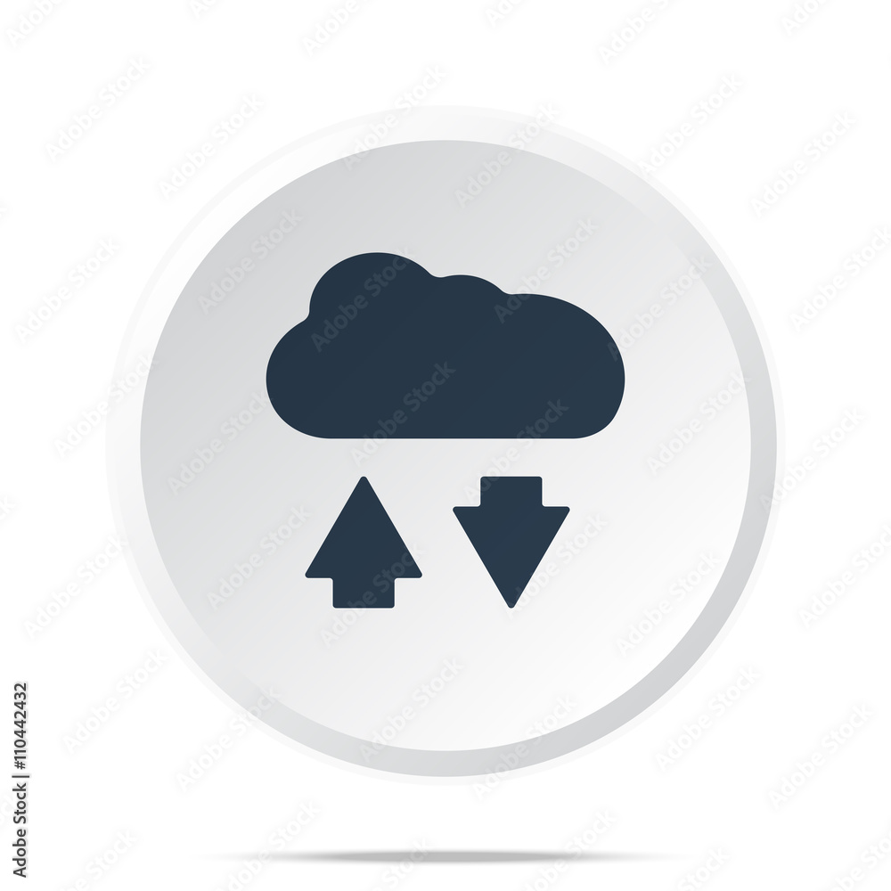 Black Cloud Computing icon on white web button
