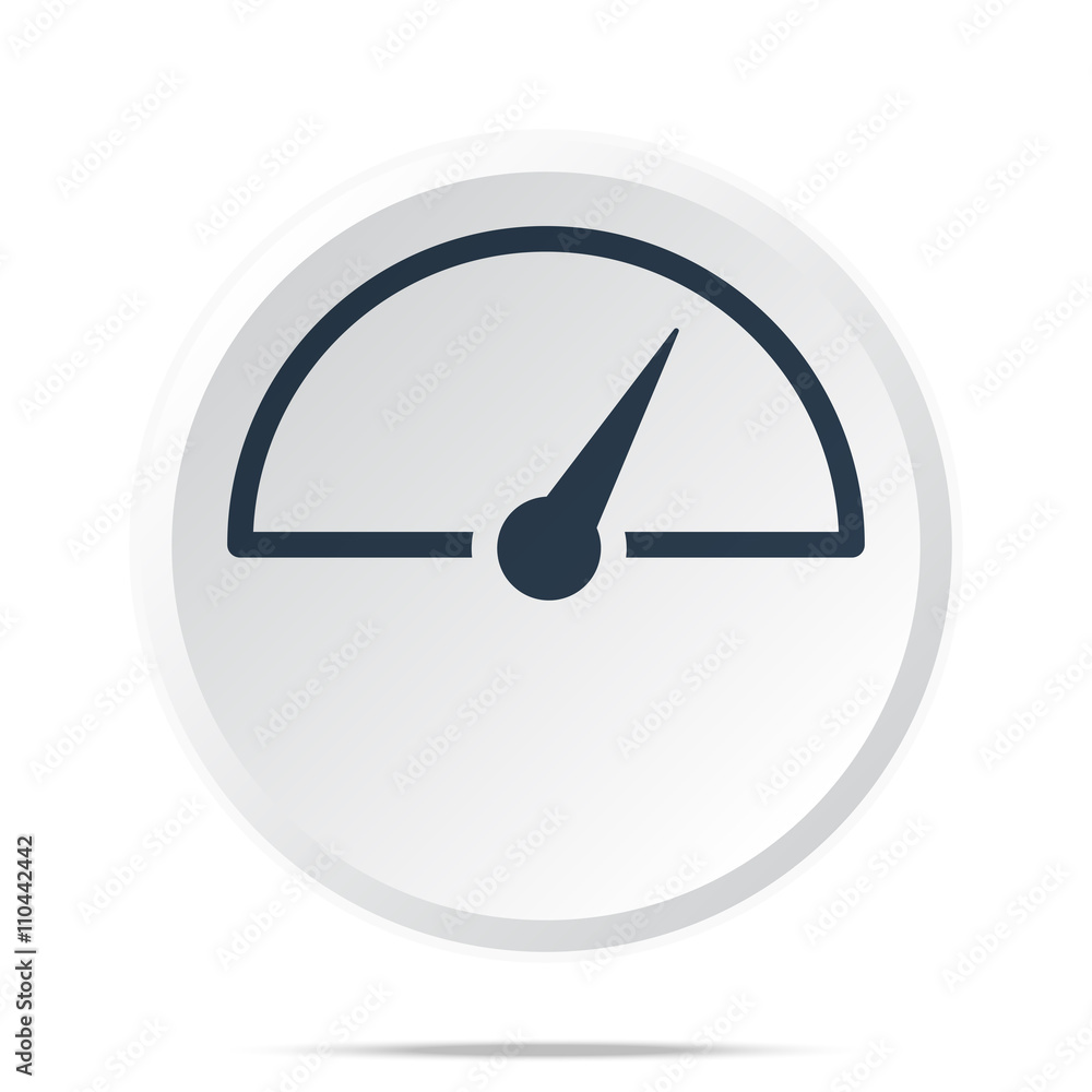 Black Speed Meter icon on white web button Black Speed Meter icon on white web button