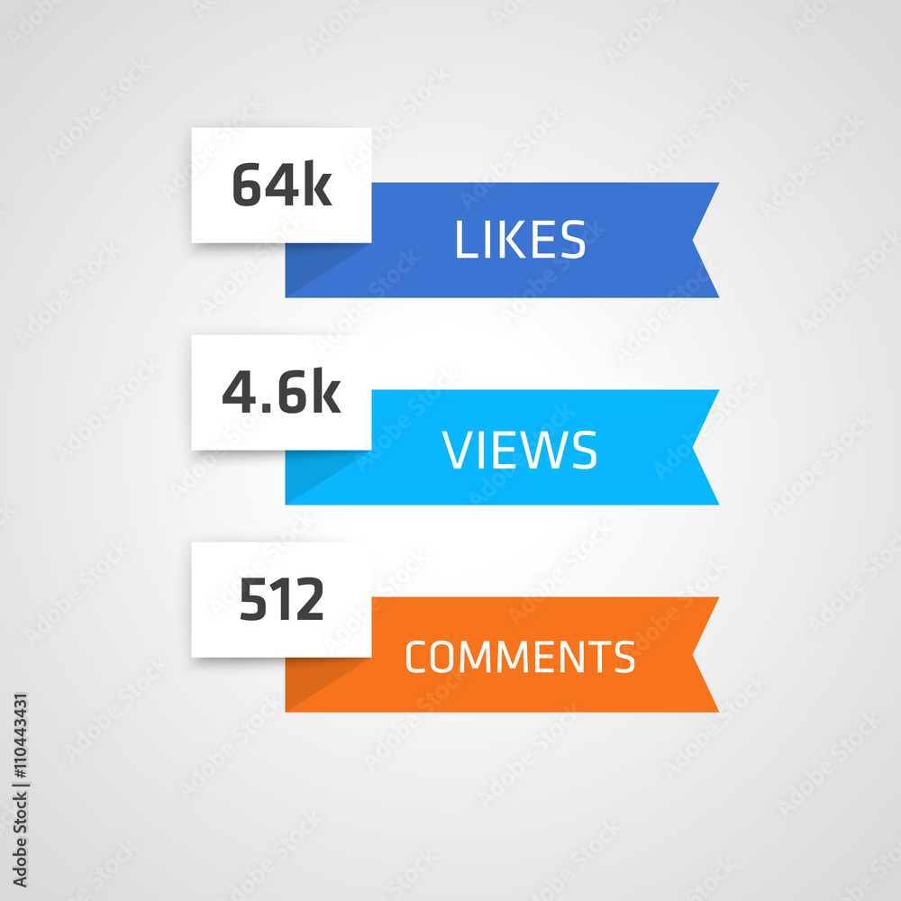 Social Media Counters. Vector ribbons Social Media Counters. Vector ribbons