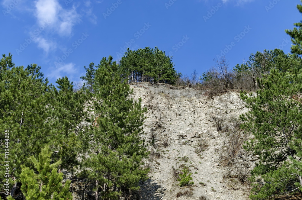 Mountainside of Lozen mountain with talus and forest at the top, Pancharevo, Bulgaria Mountainside of Lozen mountain with talus and forest at the top, Pancharevo, Bulgaria