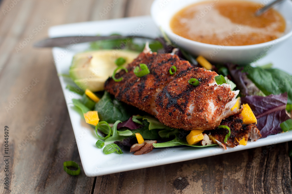 Blackened Mahi on Summer Salad Blackened Mahi on Summer Salad