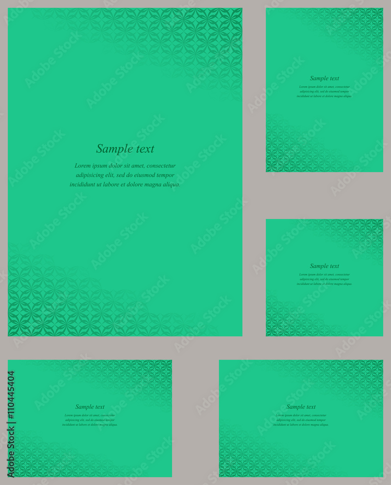 Plakat Turquoise page corner design template set