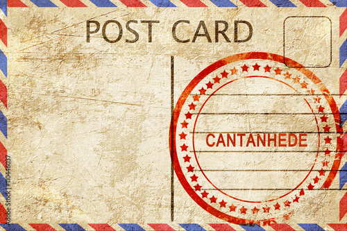 Cantanhede, vintage postcard with a rough rubber stamp photo
