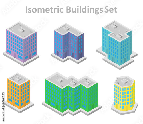 set of isometric buildings