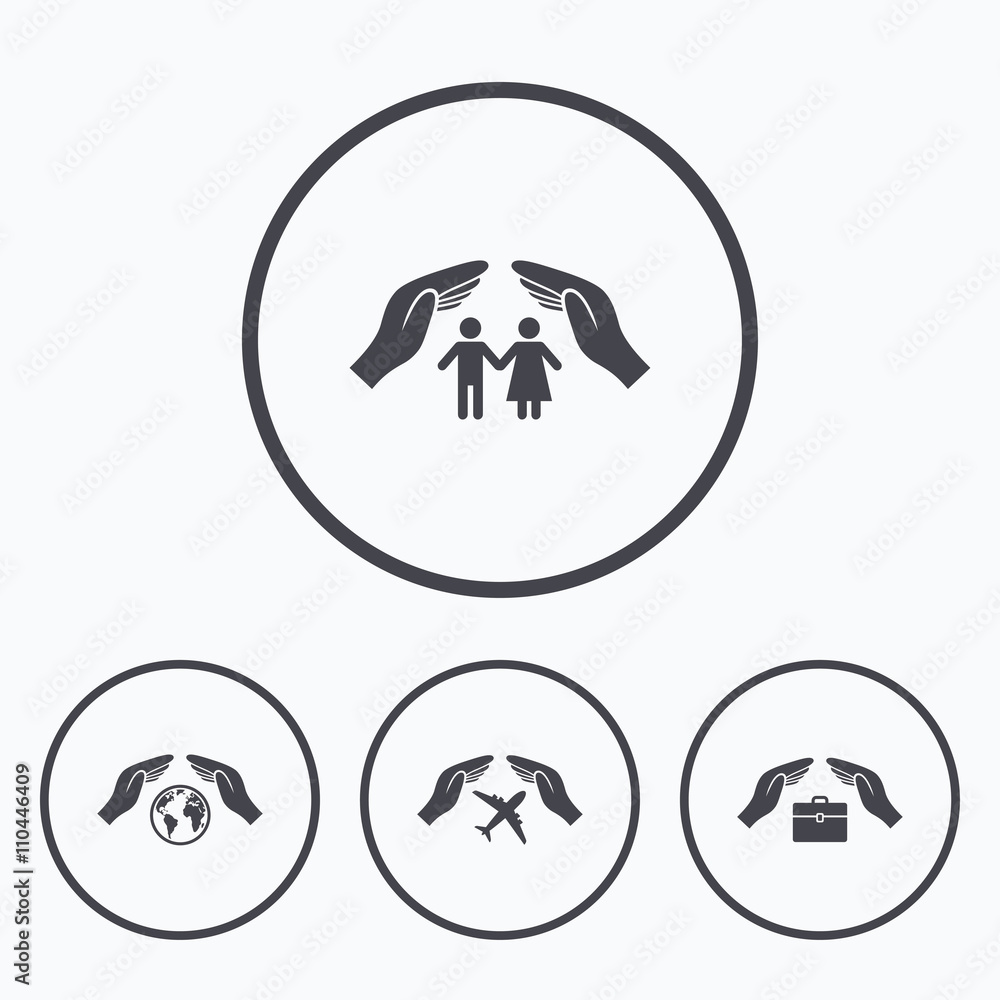 Obraz premium Hands insurance icons. Human life-assurance.