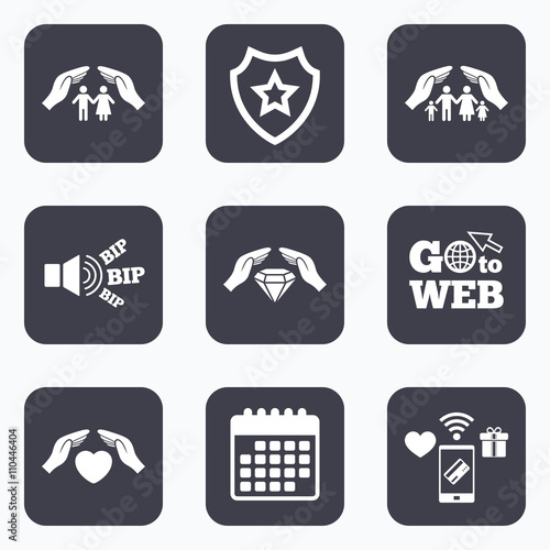 Hands insurance icons. Family life-assurance.