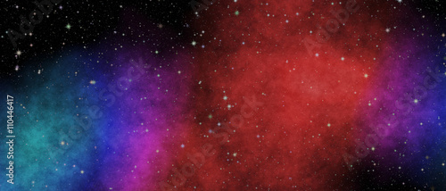 New panoramic looking into deep space. Dark night sky full of stars. The nebula in outer space
