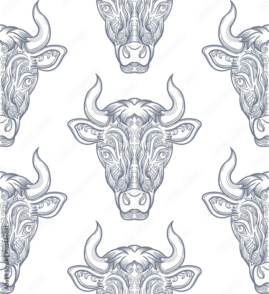 Bull decorative pattern ellement. Bull decorative pattern ellement.