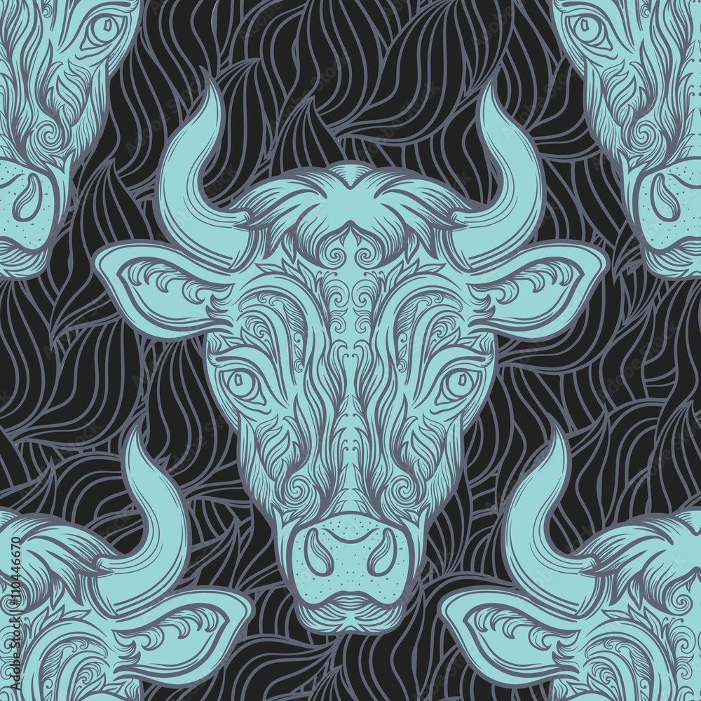 Fototapeta premium Bull decorative pattern ellement.