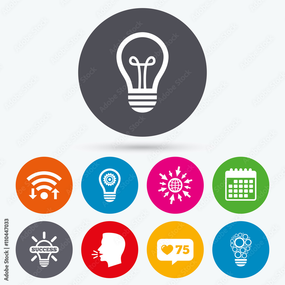 Light lamp icons. Energy saving symbols.