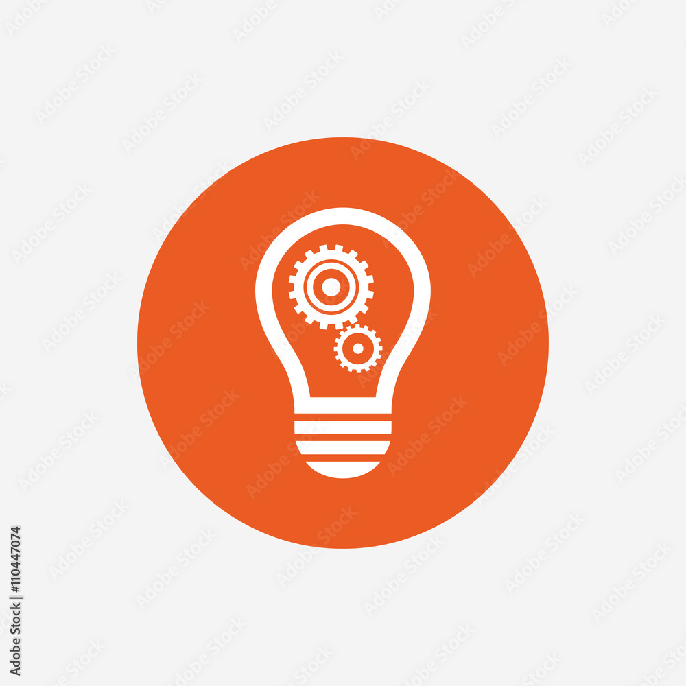 Light lamp sign icon. Bulb with gears symbol. Light lamp sign icon. Bulb with gears symbol.