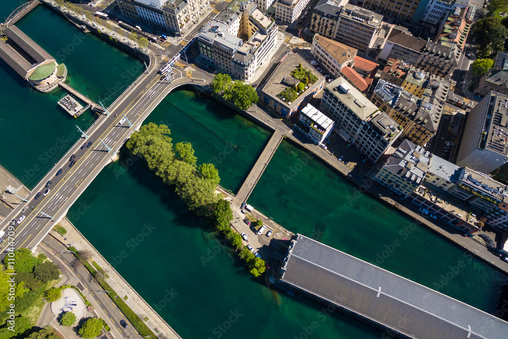 Aerial view of  Geneva city in Switzerland