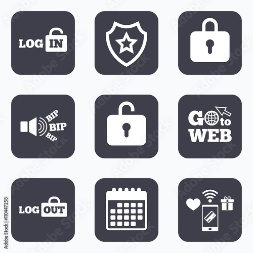 Login and Logout icons. Sign in icon. Locker.