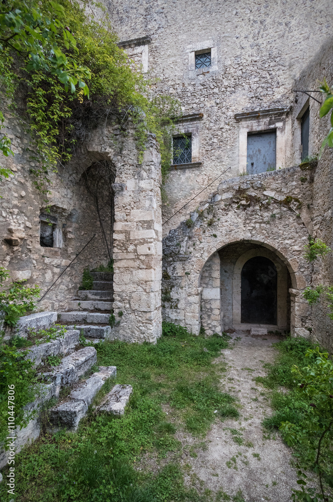 Rocca Calascio, a mountaintop fortress or rocca in the Province of L'Aquila in Abruzzo, Italy.