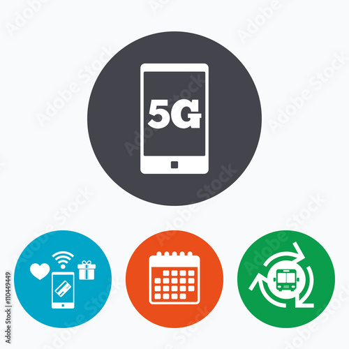 5G sign. Mobile telecommunications technology.