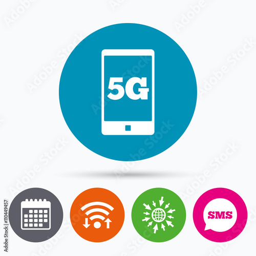 5G sign. Mobile telecommunications technology.