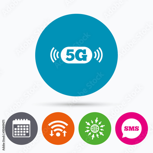 5G sign. Mobile telecommunications technology.