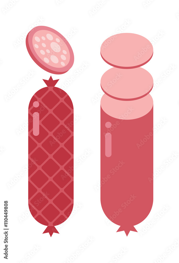 Smoked salami sausage isolated vector. Smoked salami sausage isolated vector.