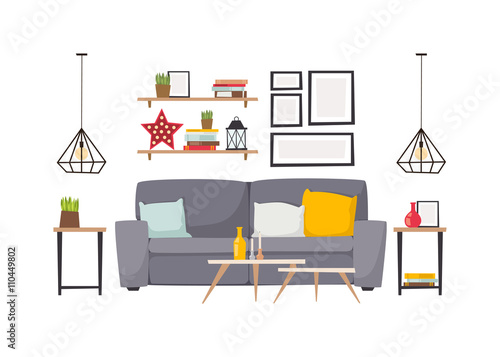 Apartment interior vector illustration.