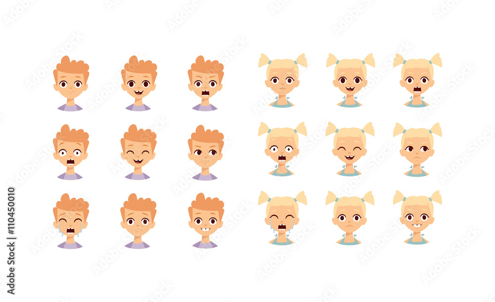 Kids emoji face vector illustration.