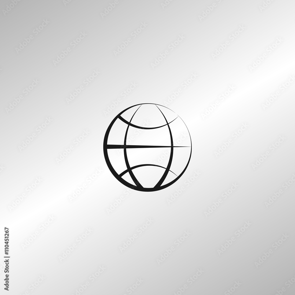 Flat paper cut style icon of globe Flat paper cut style icon of globe