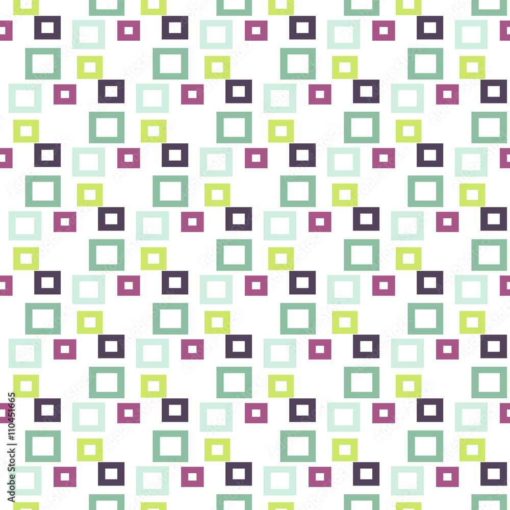 Geometric seamless pattern. Vector green, mint and purple squares background. Geometric seamless pattern. Vector green, mint and purple squares background.
