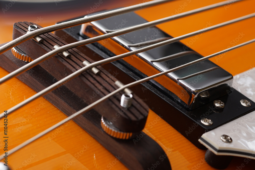 Closeup of electric guitar. Detail, selective focus. Closeup of electric guitar. Detail, selective focus.